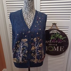 Vintage Northern Reflections Sweater Vest Wool Blend Large Autumn Trees